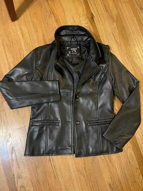 Emporio Armani Black Faux Leather Women's Jacket